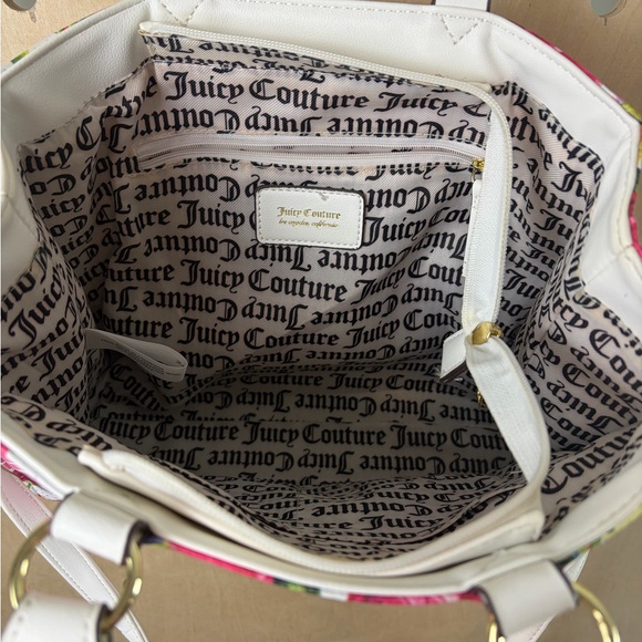 Juicy Couture Billboard Faux Leather Tote Multi-Rose Print With Crossbody Strap - Picture 7 of 8